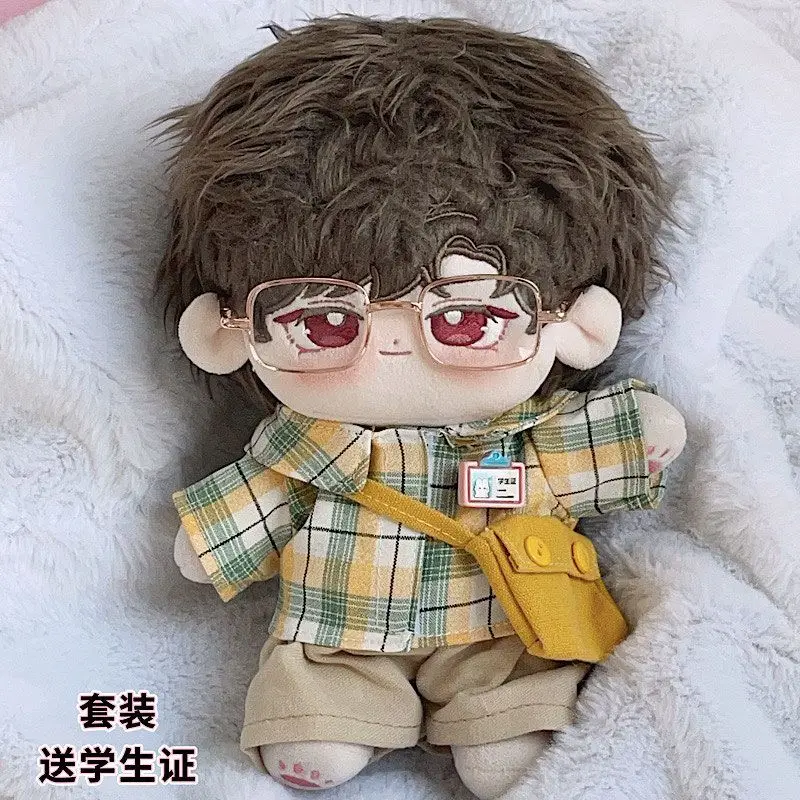 In Stock! 20cm Doll Clothes Campus Style Student Shirt Men's Yellow And Green Cotton Doll Toy Clothes Satchel Doll's Accessories