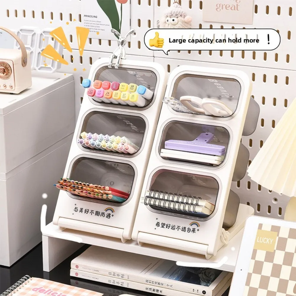 

Desktop High Appearance Large Capacity Slanted Pen Holder Office Multi Layer Student Stationery Storage Box for Desk Organizer