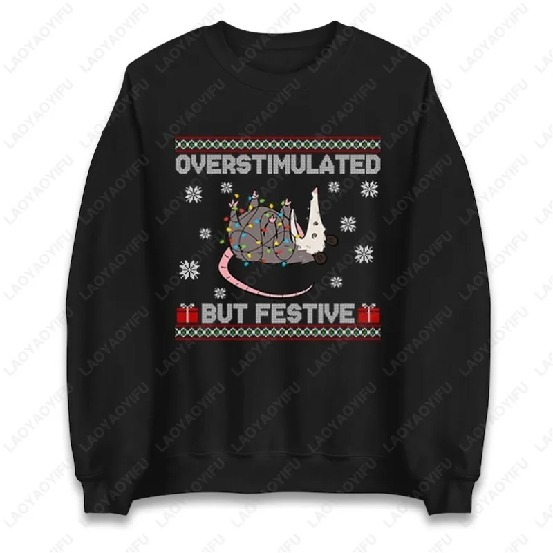 Surdimensionné mais pull festif drôle Possum sweat à capuche de noël mignon amoureux des animaux t-shirt de noël humoristique cadeau de vacances sweat-shirt
