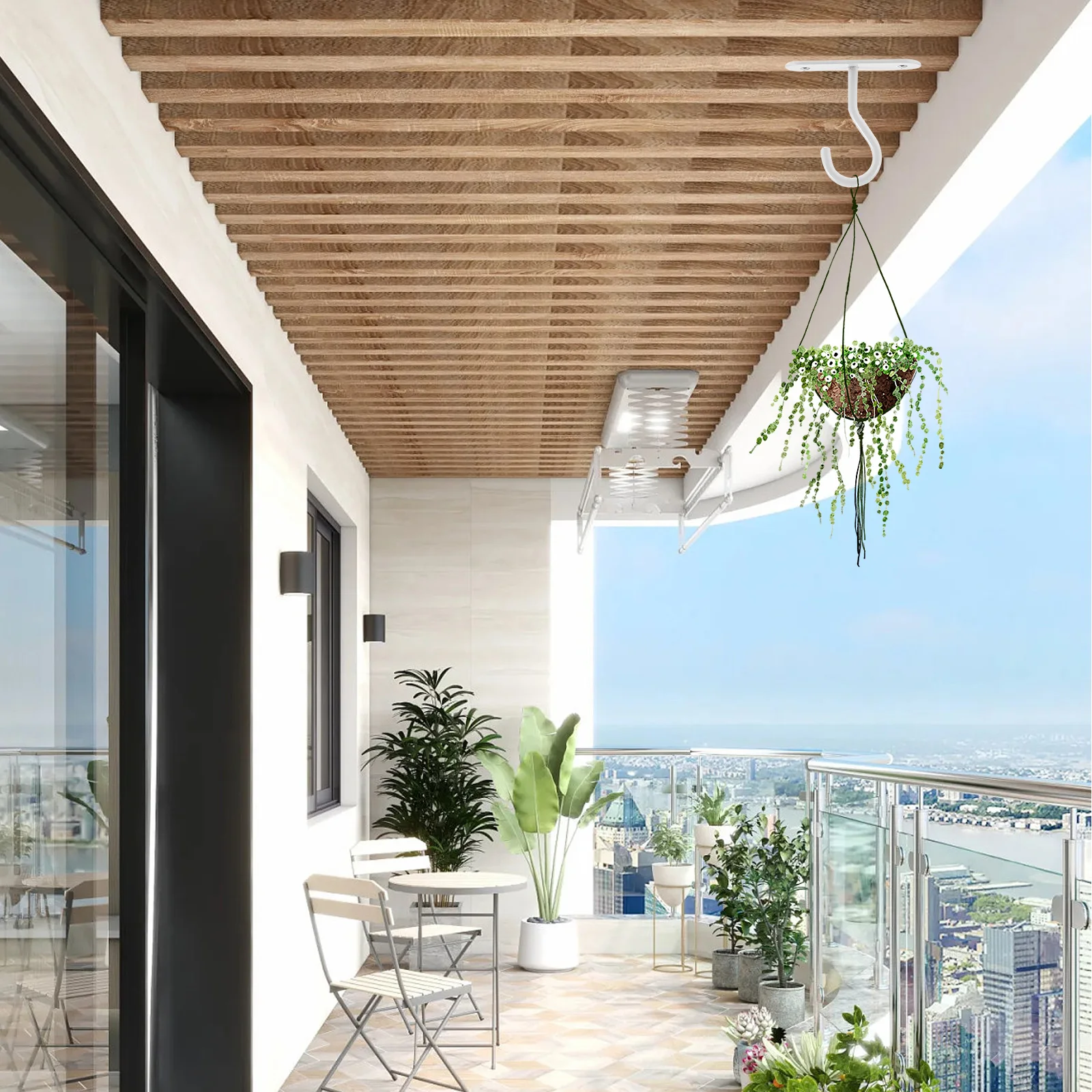 

2 set 2.5inch Black Hanging Hooks for Baskets Plants Lanterns Outdoor Decor Durable Ceiling Wall Mount Utility Storage Hooks