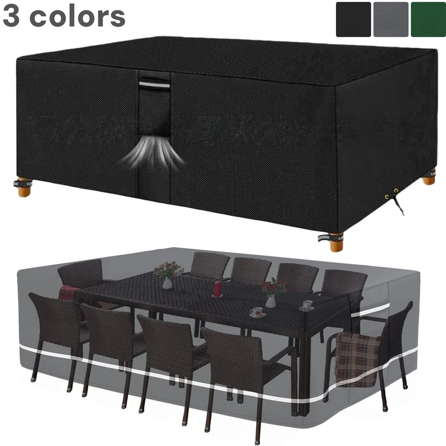 600D Oxford Fabric,Patio Furniture Cover Outdoor, Waterproof Rectangular Patio Table Chair Set Cover Tear-Resistant Material