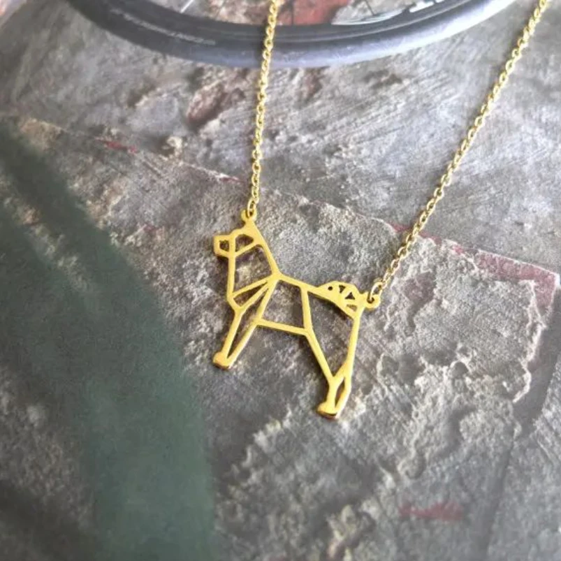 New Origami Japanese Akita Dog Necklace