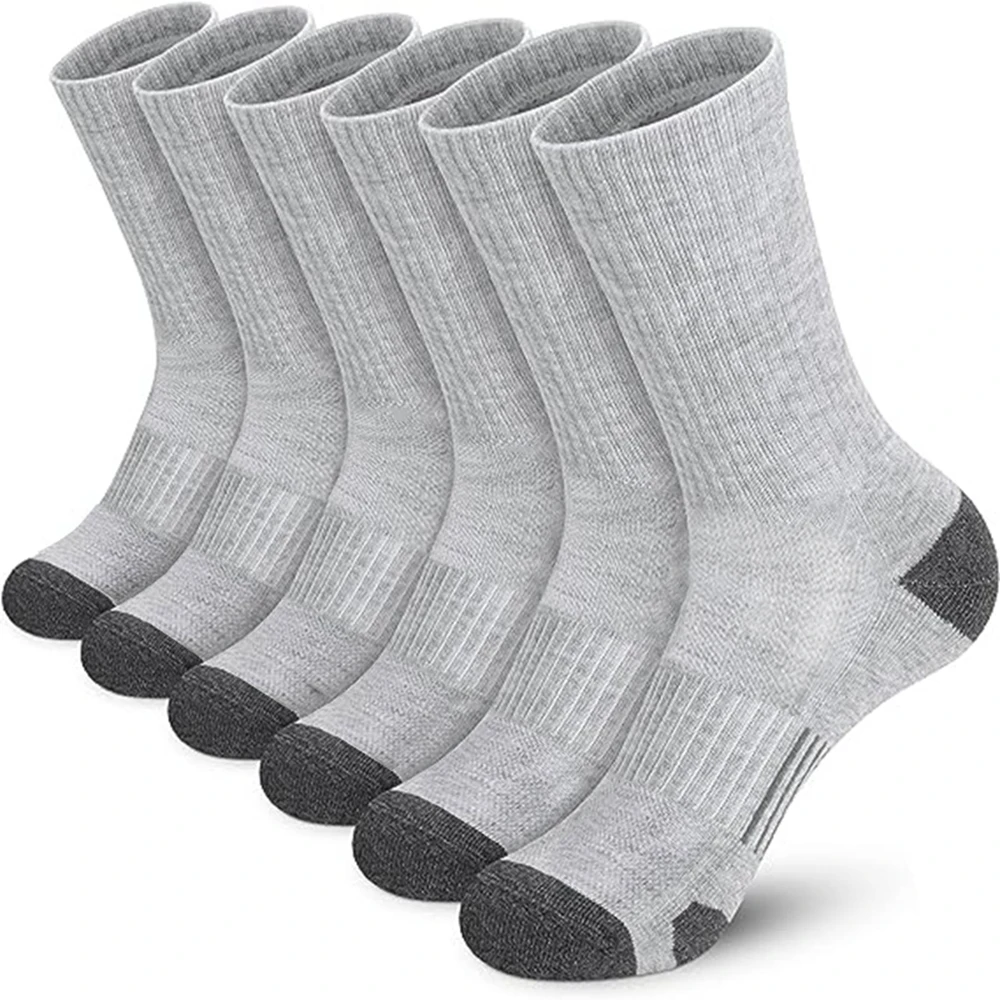 5 Pairs Men's Athletic Socks Sport Running Calf Socks Performance Cushioned Breathable Outdoor Crew Socks for Men Women