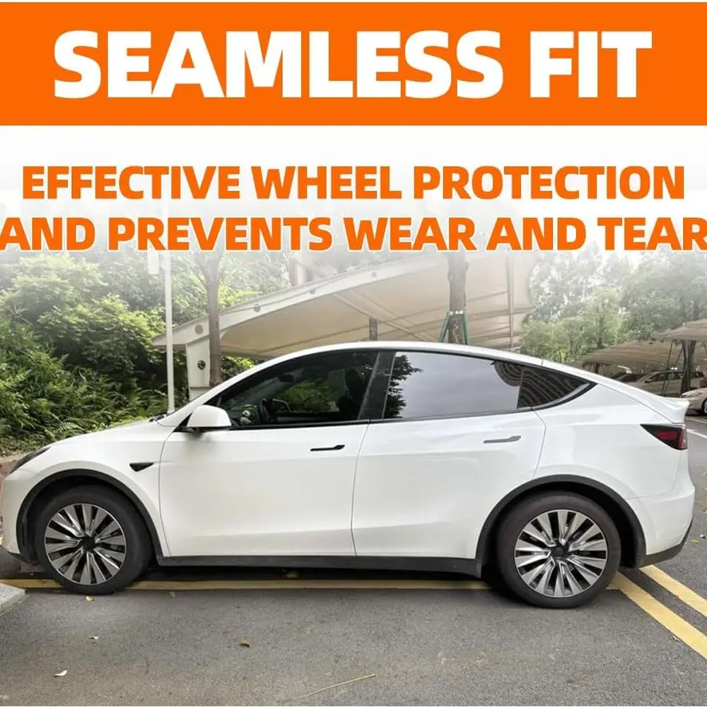 Fits Tesla Model Y 19-Inch Wheel Hub Cover Wheel Covers, 4 Covers Per Pack, Silver, Made of Sturdy PC ABS Material for 2020-2024