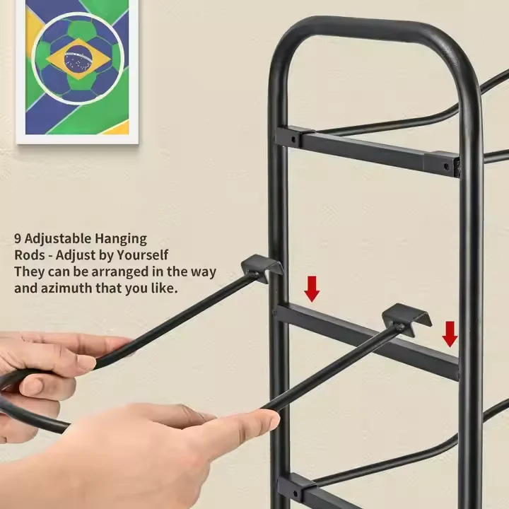 Rack de basquete de pé ajustável rack de armazenamento de bola suporte de basquete vertical rack de bola de pé de garagem
