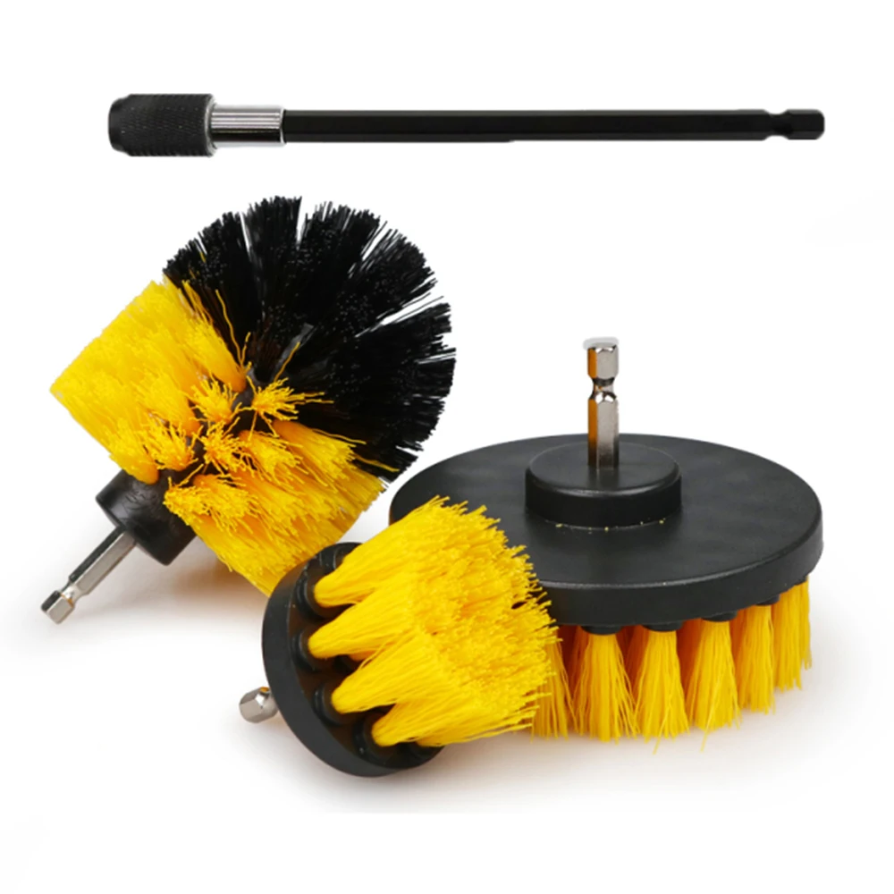 Yellow drill brush head, screwdriver, dry cleaning brush, cleaning brush, nozzle brush set, screwdriver brush