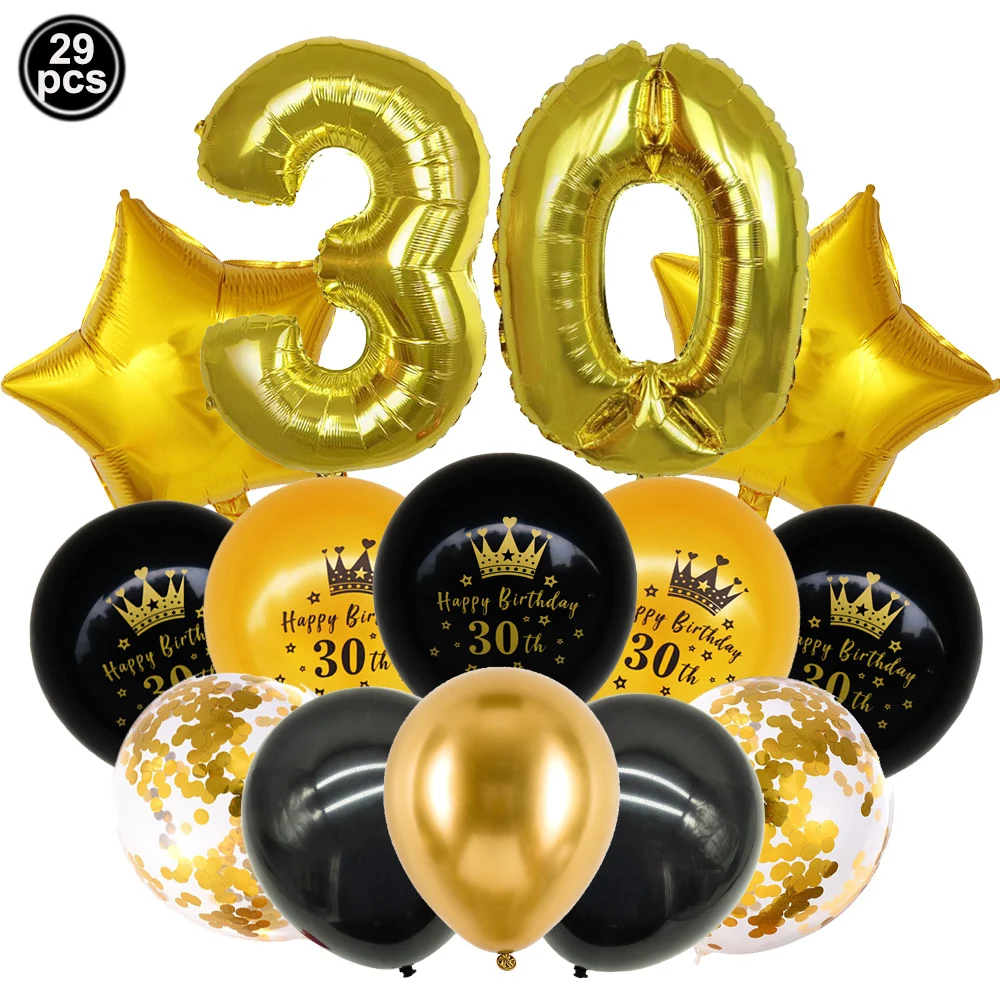 Ballon-Set Dekoration 30., 40., 50., 60. Geburtstag Schwarz Gold 12 Zoll Latex-Ballon Gold Konfetti-Ballon Geburtstagsparty-Dekorationen – Detail 2