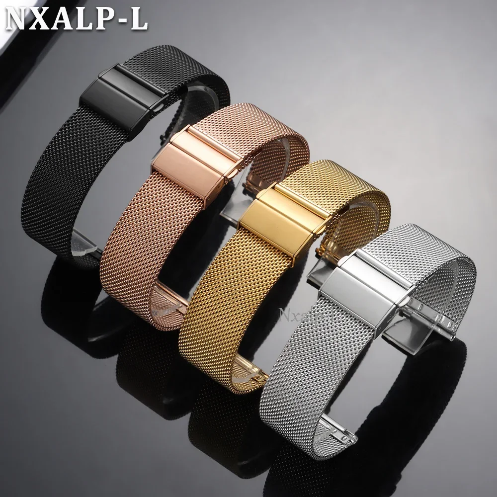 0.6 Milanese Mesh Loop 16 18mm 20mm 22mm Stainless Steel Watch Band Quick Release Bracelet 2mm Thickness Strap for DW for Omega