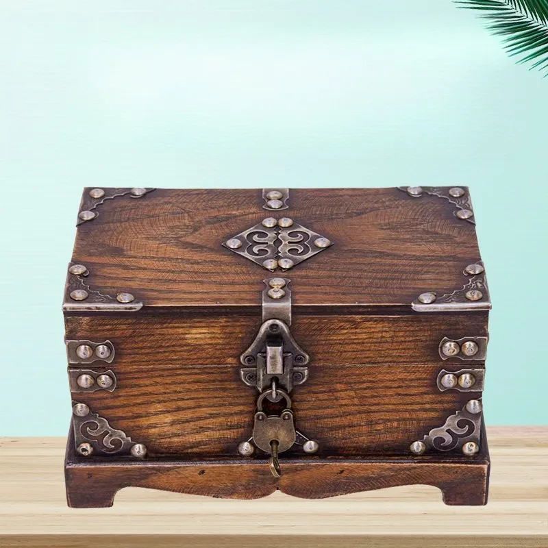 Secret Storage Chest Vintage Retro Wooden Keepsake Container for Anniversary