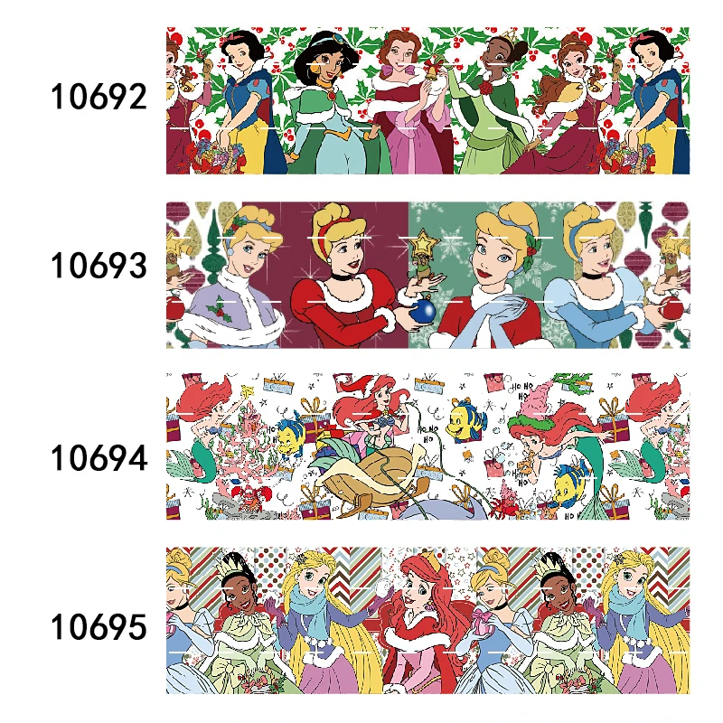 Printed Disney Princess Christmas Decoration Grosgrain Ribbon Tiana 50yards for DIY Bows Craft Handmade Materials