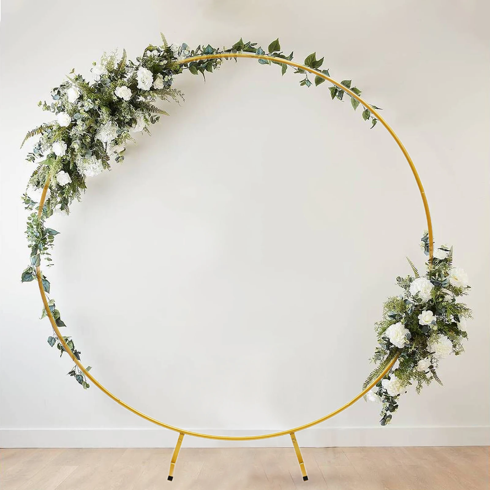 

Mehofond 6.5ft Golden Round Backdrop Stand Aluminum Circle Balloon Arch Kit Party Decor Circle Wedding Arch Flower Ring Stand