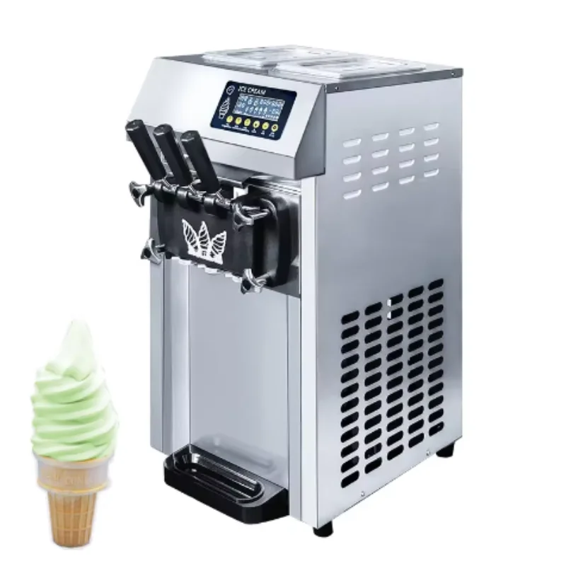 Commercial Desktop Electric Ice Cream Machine Small Soft Service 3 Flavors Manufacturer With Forecooling Preservation