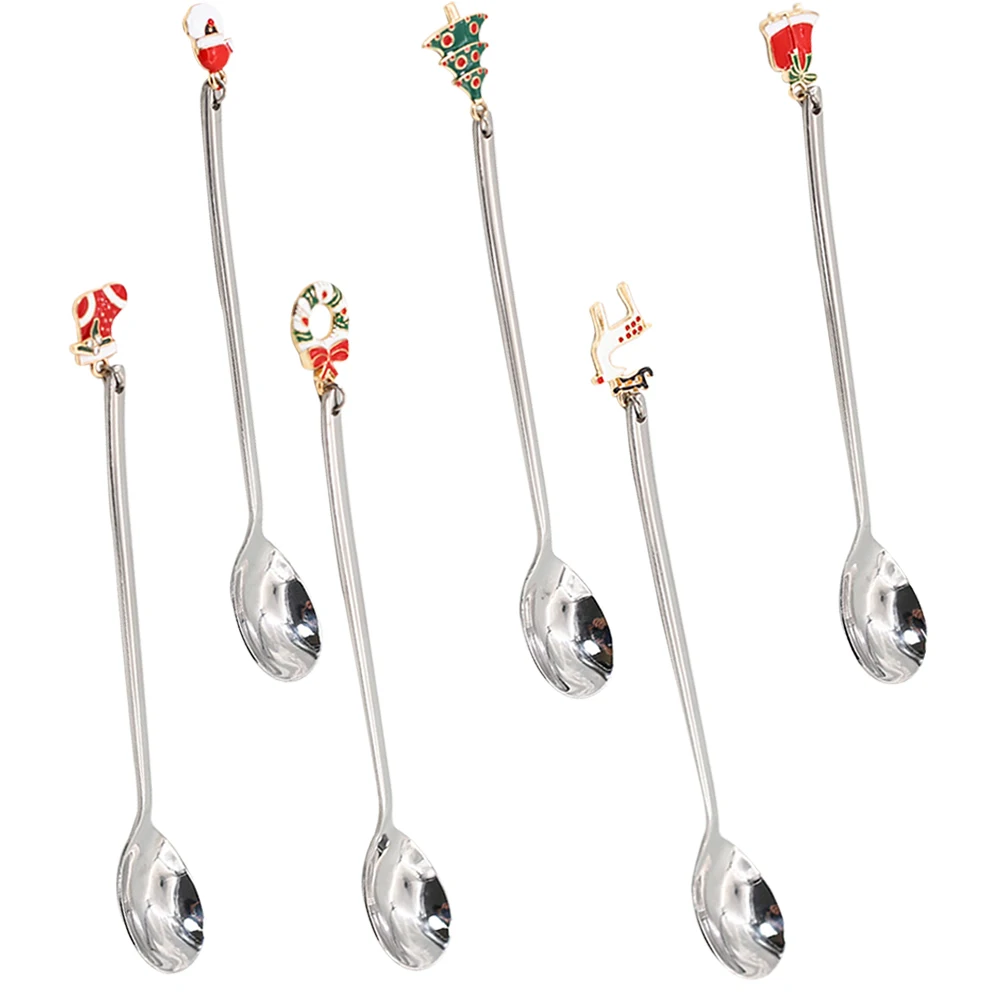 

6 Pcs Tableware Coffee Spoon Fork Decorative Dessert Spoons Stainless Steel Mixing Teaspoons Ice Cream