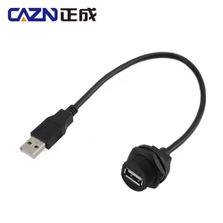 CAZN Waterproof IP67 IP68 USB 2.0 Female Receptacle to Male Overmoldedd with Cable Threaded