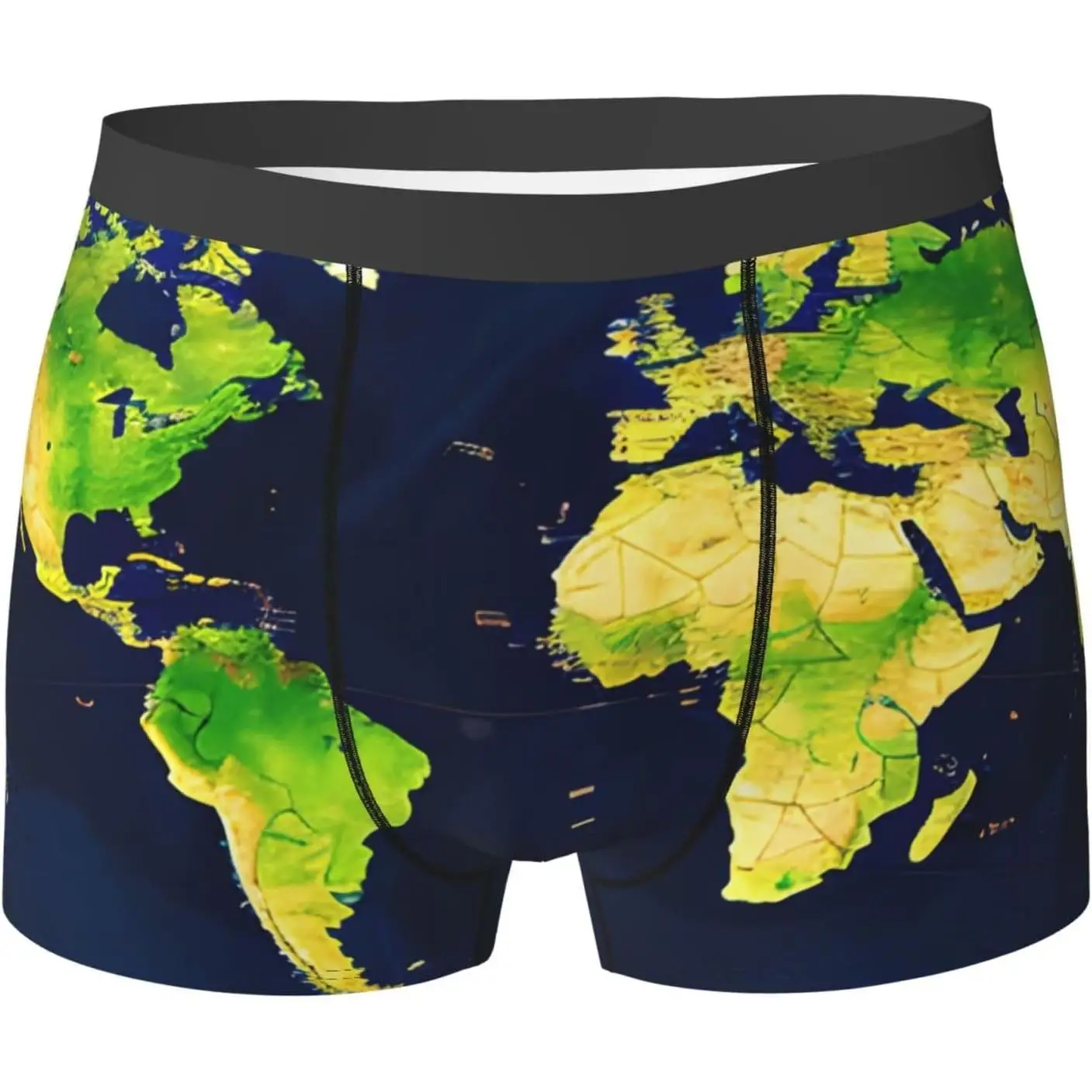 

World Map print Funny men's Boxer Briefs Stretch Boxer Briefs Breathable Briefs for Sports Moisture-Wicking Fabric