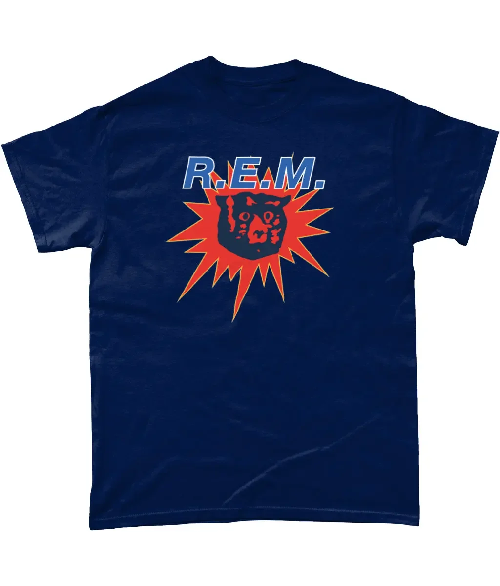 R E M Band Strange Currencies Bear Head Design 1990's Navy Colour T Shirt