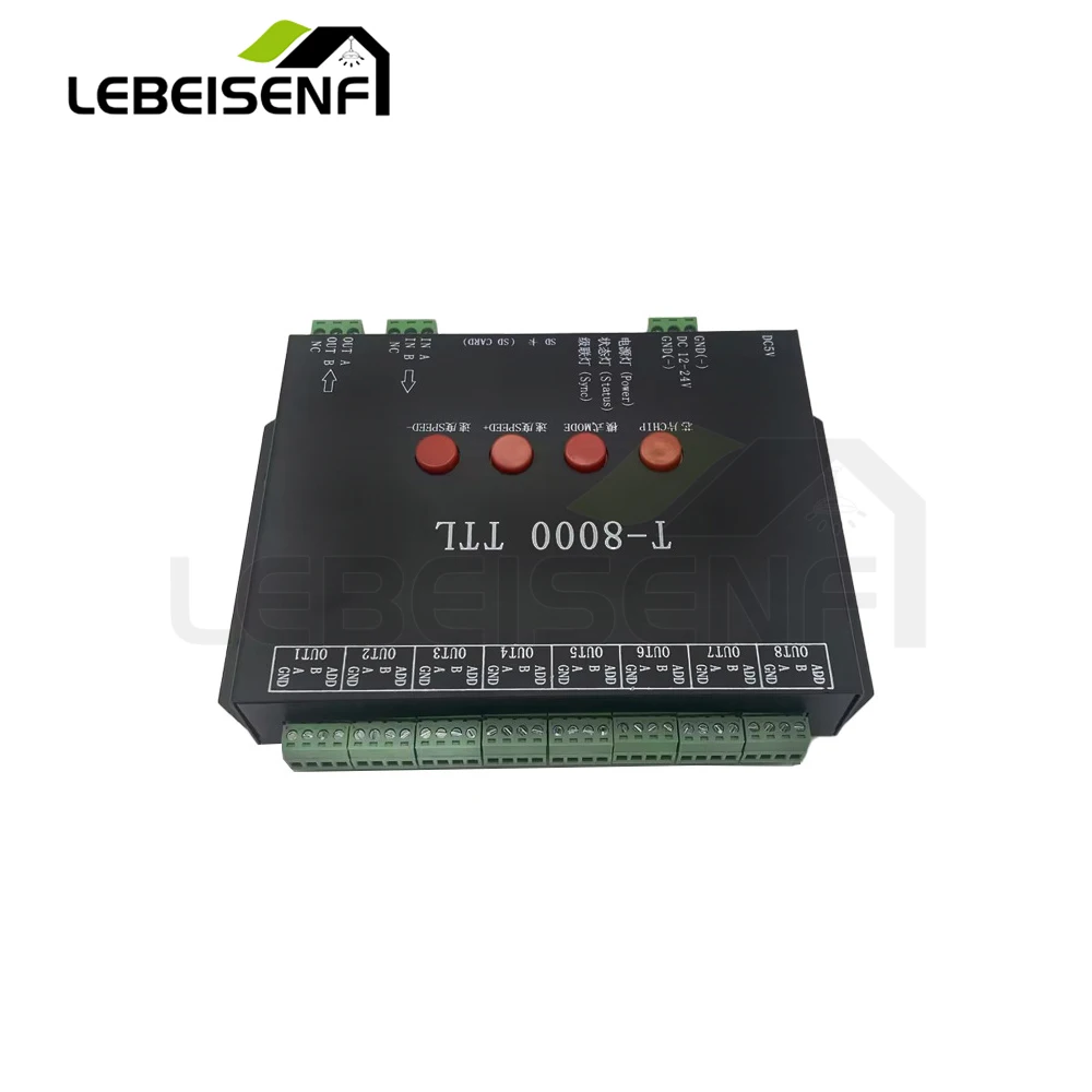 T-8000 TTL Dream Color Programming Controller with 8 Ports, SD Card Support, and LED Full-Color Synchronous Output Function