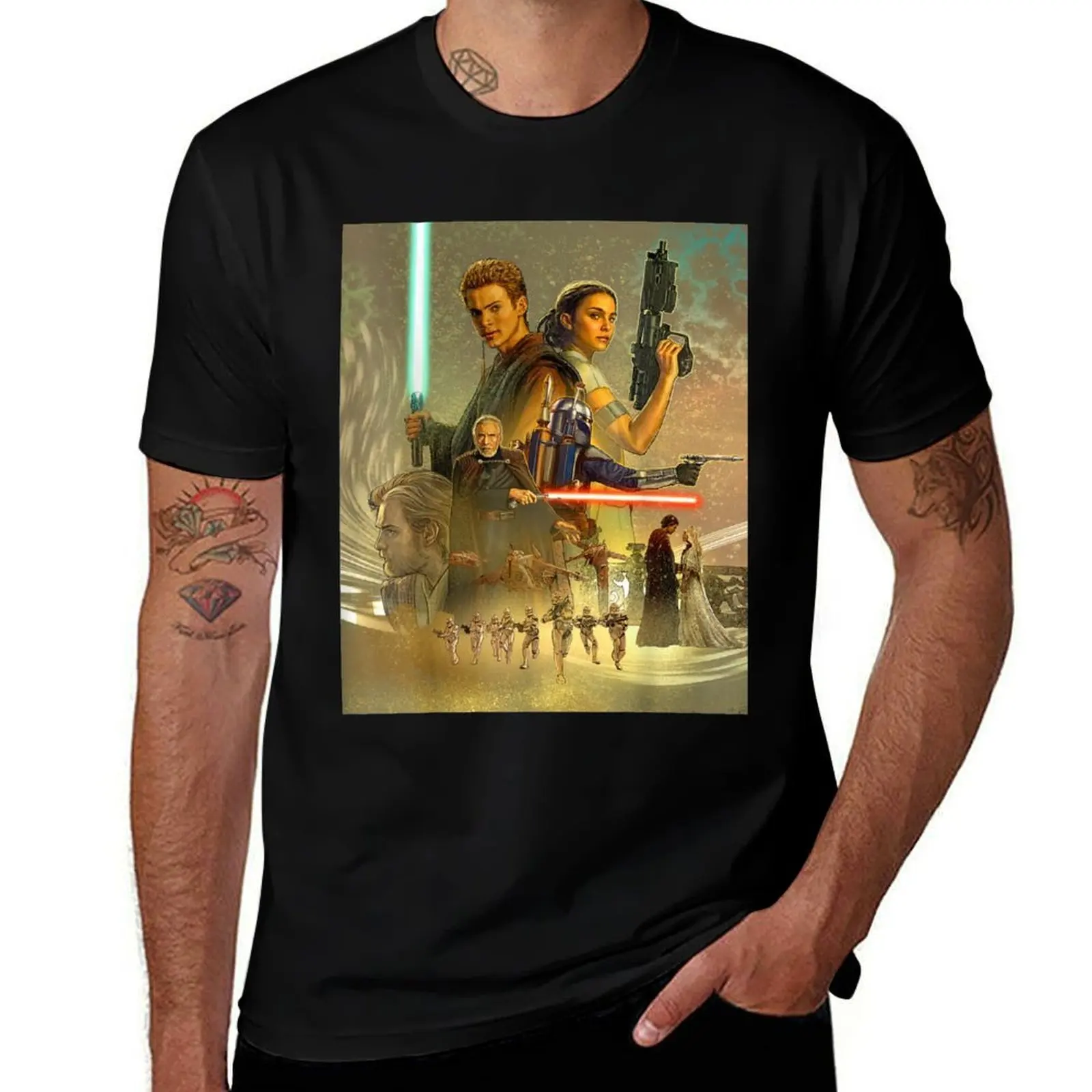 

Celebration Mural Attack of the Clones T-Shirt black cotton t-shirt plain for man package anime t shirts for man T-Shirt