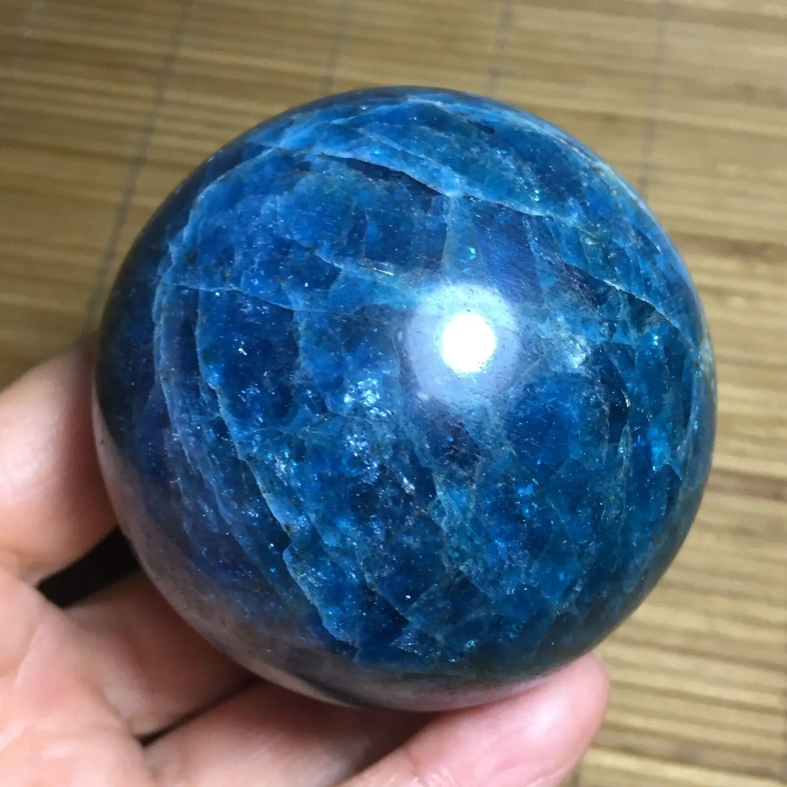 

Natural Blue Apatite Ball Sphere Quartz Crystal Mineral Reike Healing