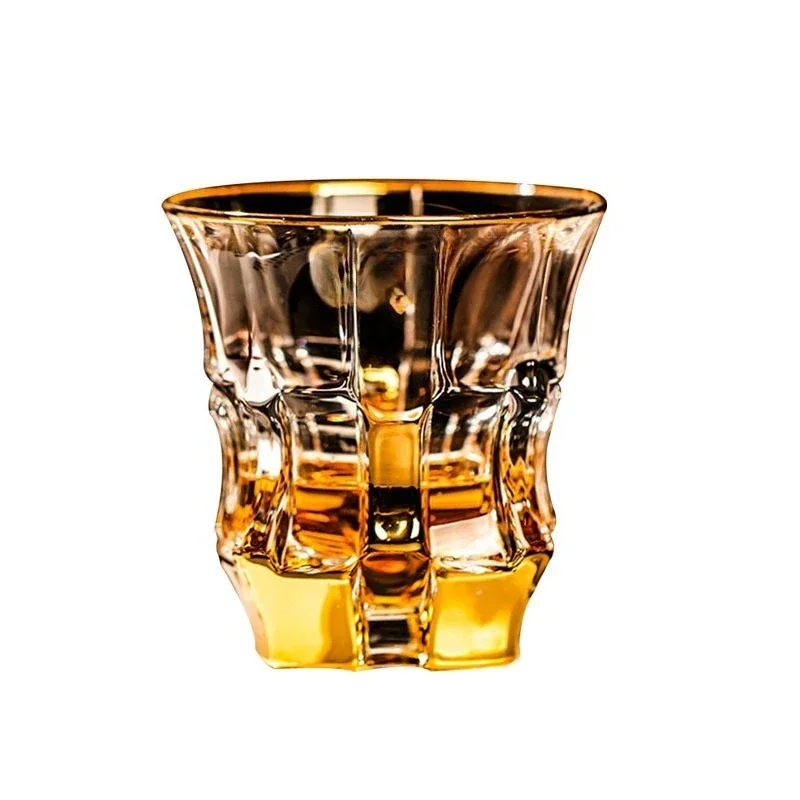 Crystal glass light luxury gold-painted tall red wine champagne glass, holiday gifts
