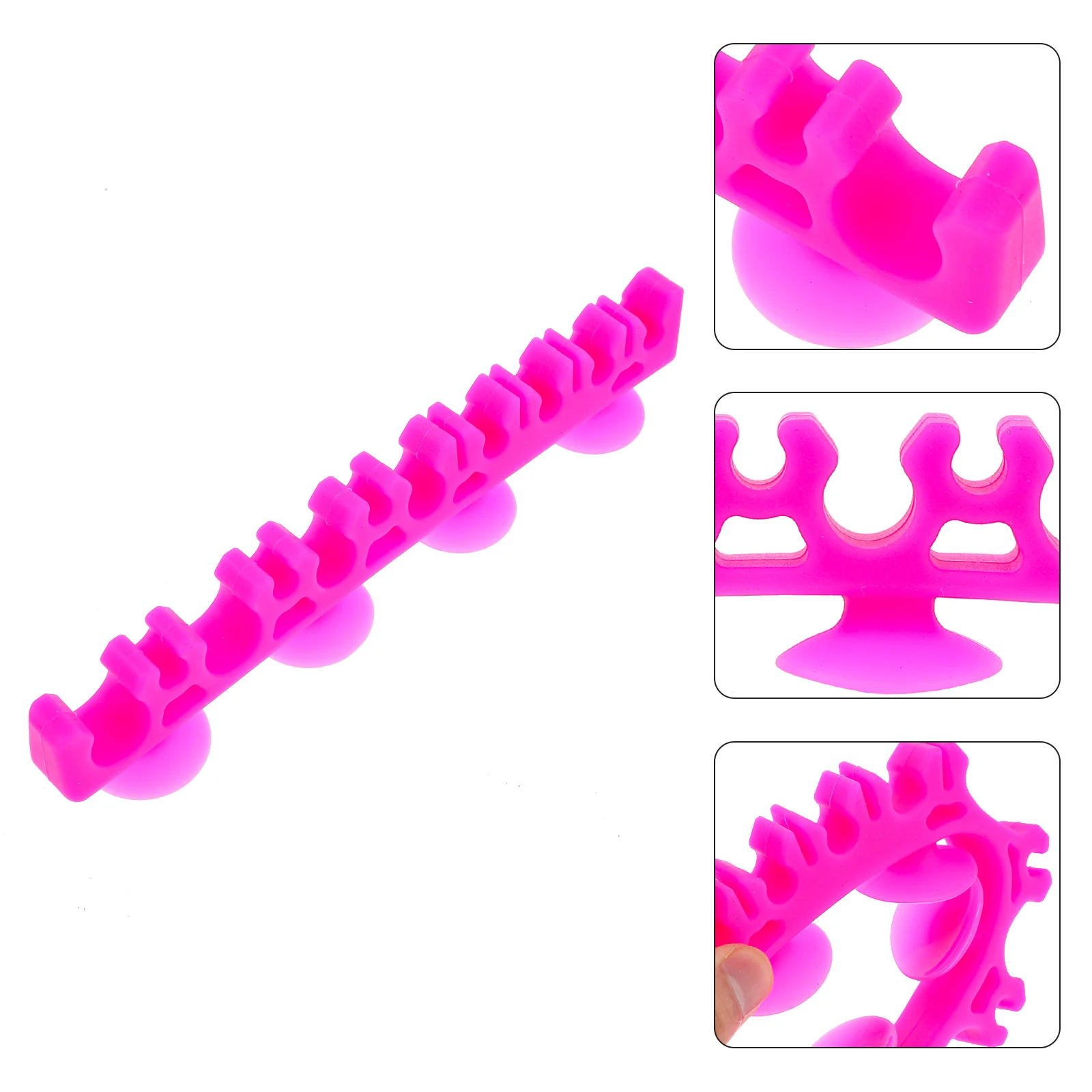 

1pc Makeup Brush Storage Rack Silicone Suction Cup Wall Mount Multi-Slot Organizer For Brushes Drying Holding