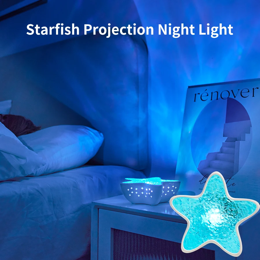 

RGB Led Projector Lamp Rechargeable Night Light Ocean Wave Romatic for Stage Party Bedroom Relaxation Room Decor Birthday Gifts