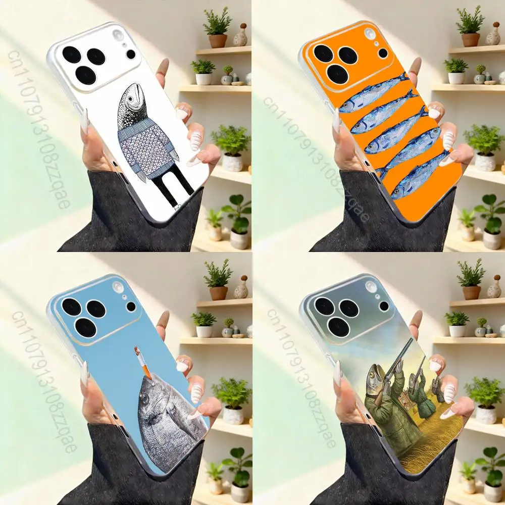 

Fish Funny S-Sardines Phone Case For iPhone 17,16,15,14,13,12,11,Pro,Max,Plus,Mini,SE4,E For Magsafe Wireless