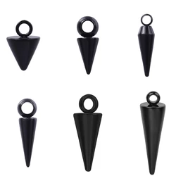 Black Y2k Punk Stainless Steel Pointed Cone Pendant Charm For Jewelry Making Supplies DIY Charms Acier Inoxydable Handmade Bulk