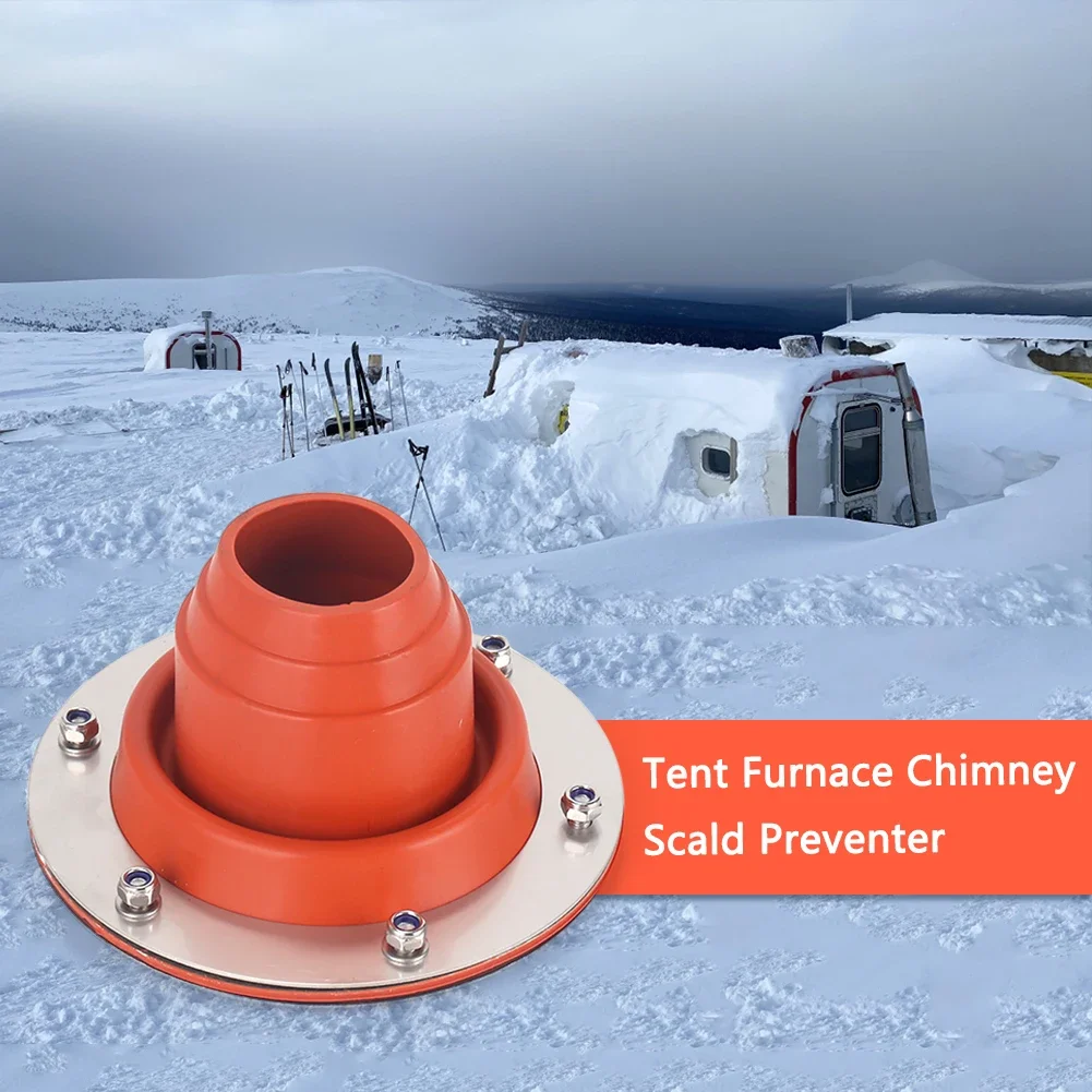 Silicone Tent Stove Jack Furnace Wood Stove Chimney Vent with Durable Steel Base for Outdoor Duct Camping Accessories