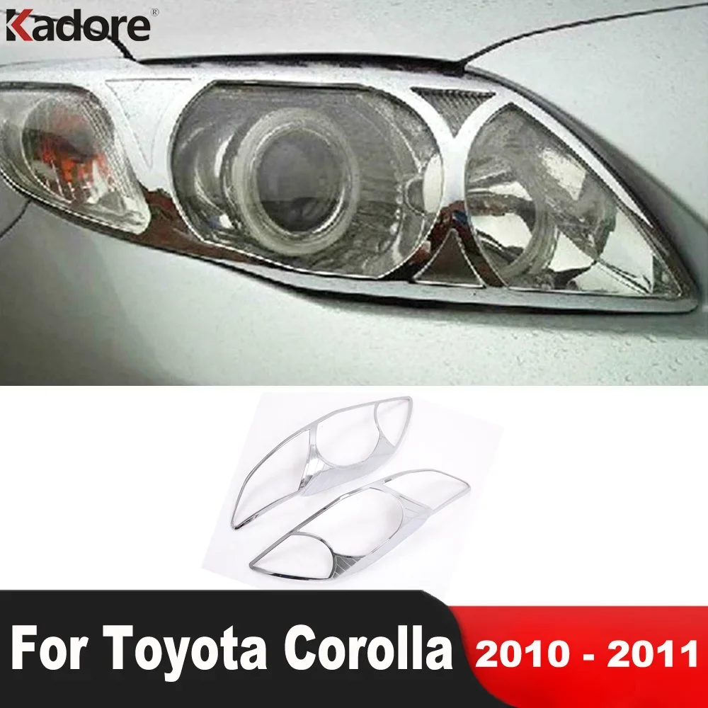 For Toyota Corolla 2010 2011 Chrome Car Front Head Light Lamp Cover Trims Headlight Headlamp Frame Trims Exterior Accessories