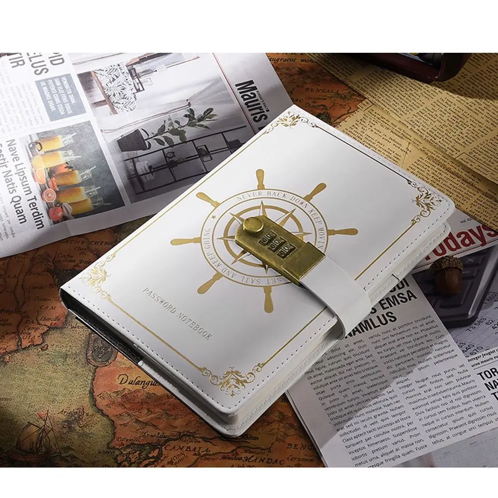 A5 PU Leather Diary with Lock Refillable Thicken Personal Planner Organizers Combination Lock Waterproof Locked Journal Boys