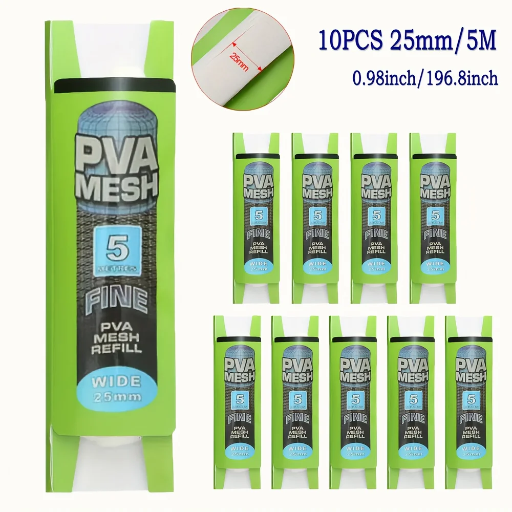 10 pièces 5m PVA maille de pêche PVA sac de pêche maille Soluble dans l'eau maille carpe pêche mangeoire piège appâts filets outils de pêche 25mm/37mm