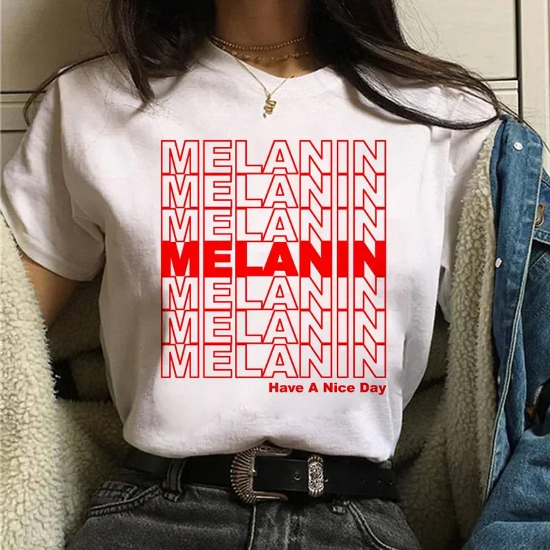 Summer Women TShirt  Melanin T Shirt Black African Curly Hair Girl Printed Tshirt Femme Harajuku Clothes Female T-shirt Tops Tee