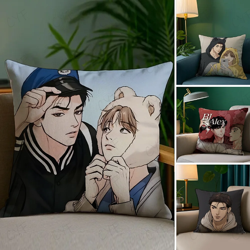 J-Jinx joo J-Jaekyung Kim Dan Pillow Case Pillowcase Anti-dustmite Pillow Invisible zipper silky short plush Sofa cushion cover