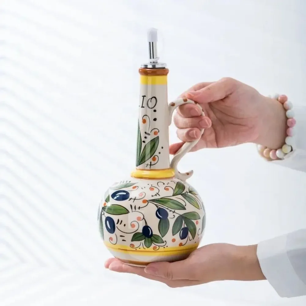 Ceramic Environmental Protection Olive Oil Bottle Oil Vinegar Bottle Kitchen Seasoning Drainage Bottle Kitchen Utensils