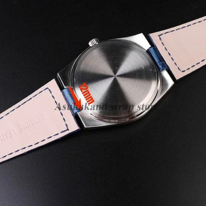 Correa de reloj de cuero genuino para hombre, 12mm, para Tissot 1853 Super Player PRX Series T137.410/T137.407 T137