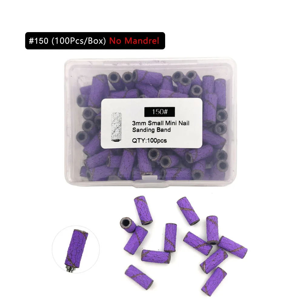 HYTOOS Mini nastri abrasivi viola da 3 mm senza punte per trapano per unghie in acciaio inossidabile Mandrino Accessori per manicure elettrici