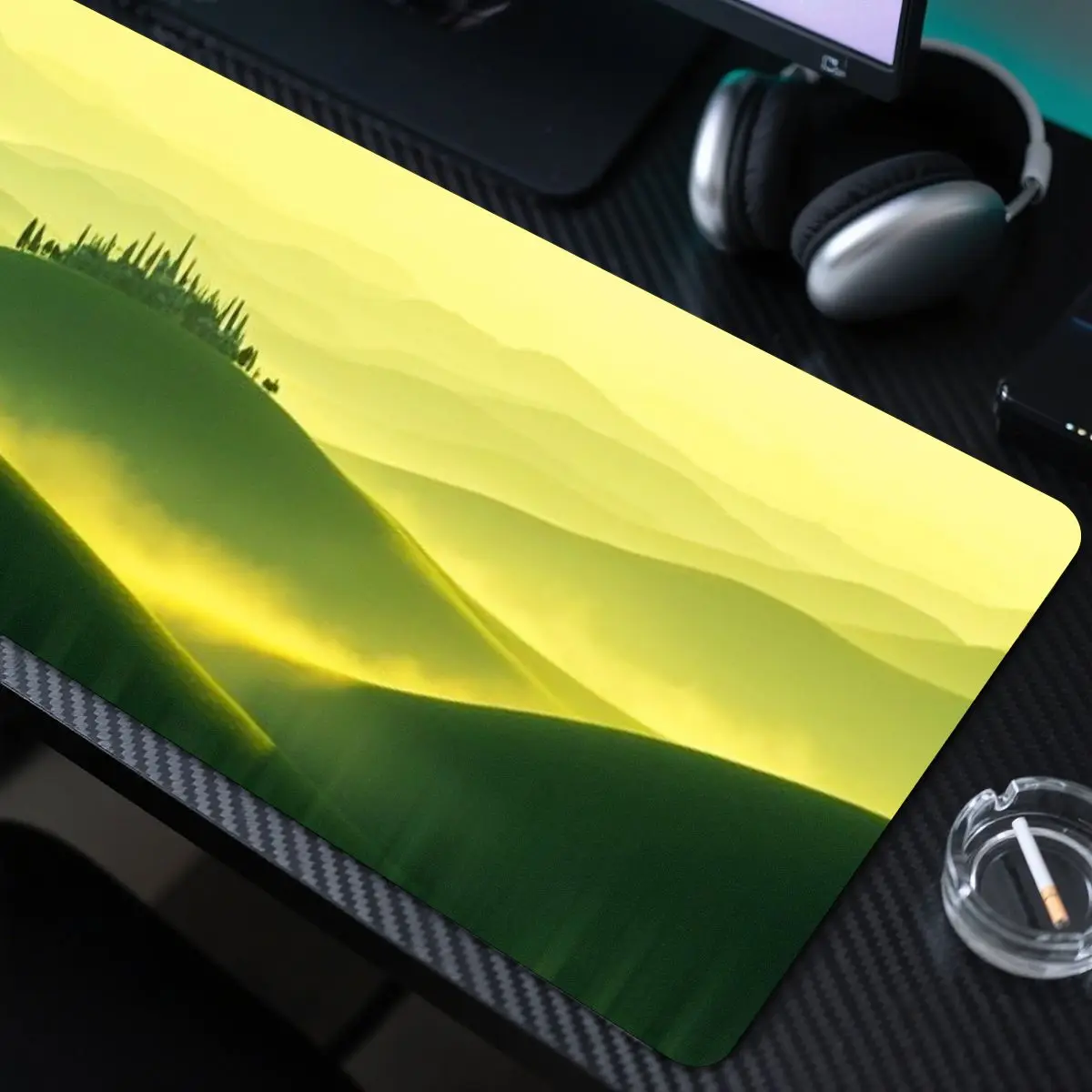 قطعة واحدة من لوحة الماوس كبيرة جدًا بطابع المناظر الطبيعية، 31.5 × 11.8 بوصة، قاعدة مضادة للانزلاق، مثالية للألعاب والاستخدام المكتبي. #3