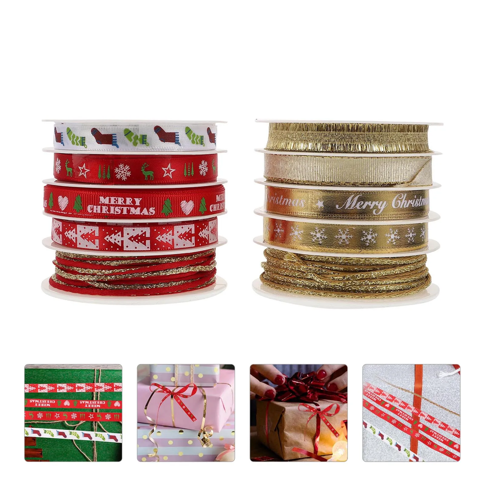 

2 Sets Holiday Decor Gift Box Home Satin Ribbon Flower Packaging Riband Decorative Household