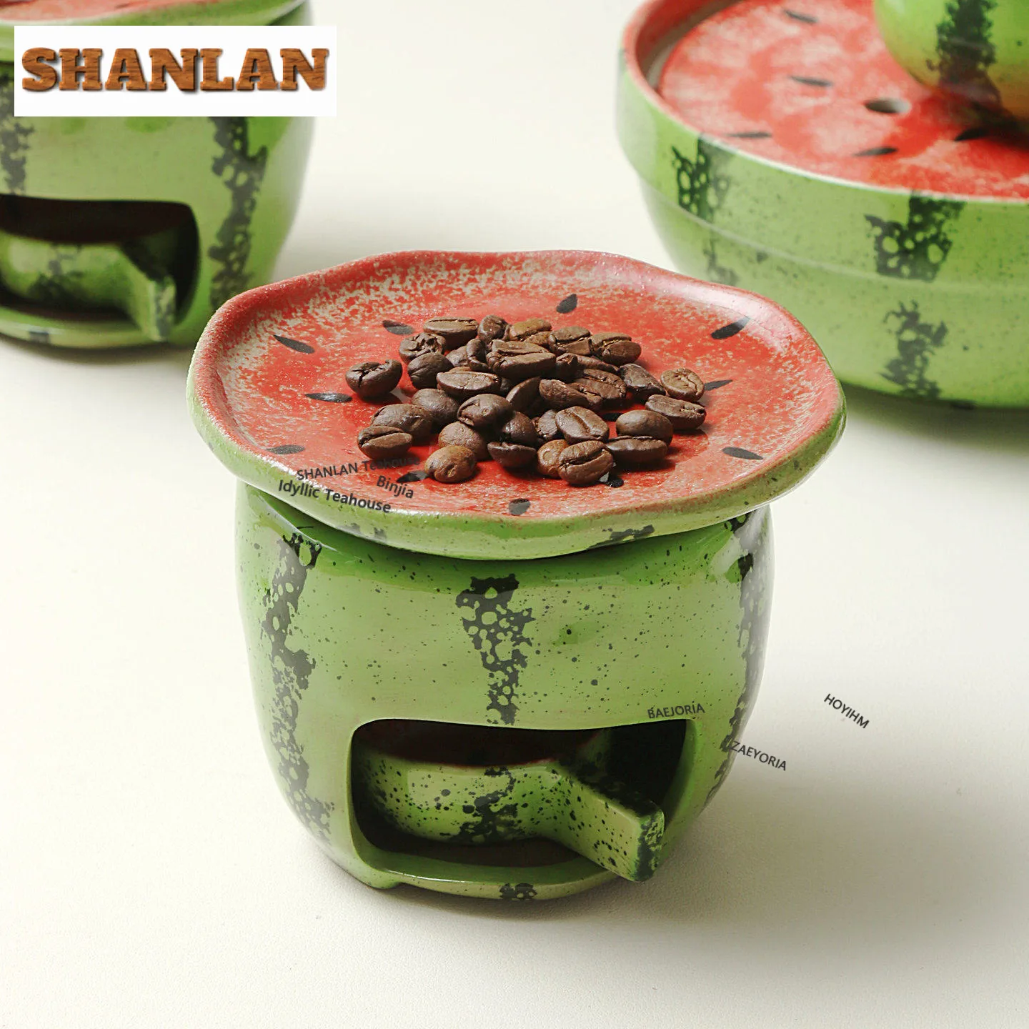 Underglaze Colour Watermelon Tea Warmer Holder Flat Heater Candle Heater Stove Kettle Stand Boiling Water Carbon Furnace Cha