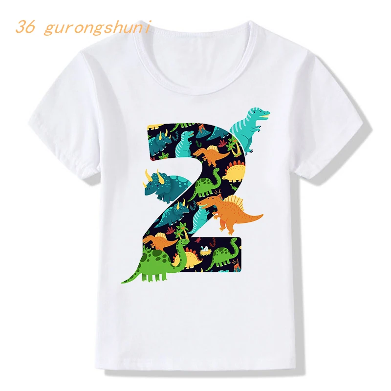 t shirt boys t shirts Happy birthday 2 3 4 5 years kids tshirt cartoon dinosaur t-shirts tops for girls shirts children clothes