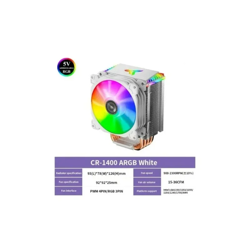 JONSBO CR-1400 ARGB 4 Heat Pipe Tower 5V 3 Pin CPU Cooler Air-Cooled Intel LGA1700 AMD CPU Cooler 2011 v3 x99 Processor Cooler