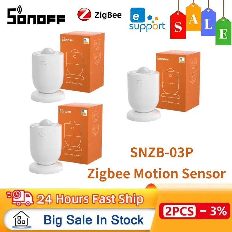 SONOFF-Sensor de movimiento SNZB-03P Zigbee, Detector Pir, batería de 3 años, alarma de seguridad para el hogar inteligente, compatible con Alexa,