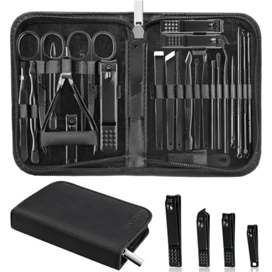 

Manicure Set Professional Nail Clipper Kit-26 Pieces Stainless Steel Manicure Kit, Nail Care Tools with Luxurious Travel Case N