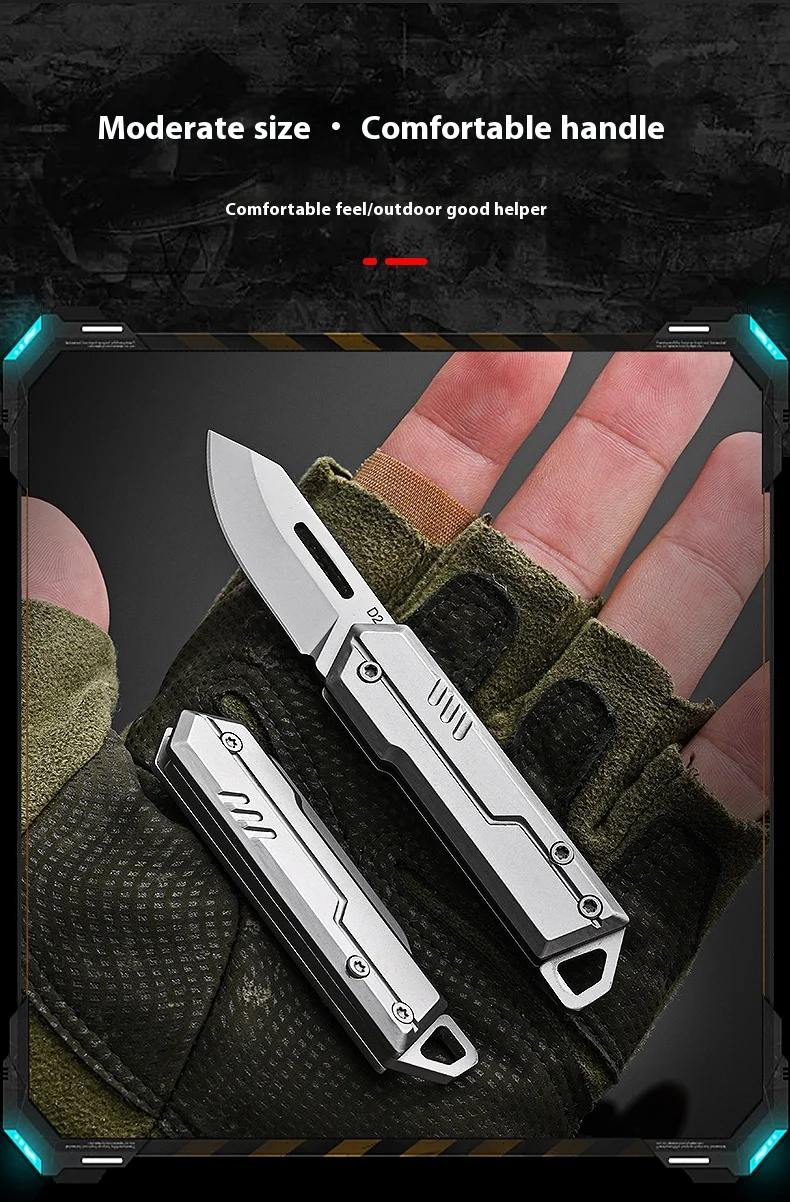 Mini Keychain Knife Stainless Steel Sharp Folding Cutter Home Use Portable Package Opening Tool Compact Sharpener