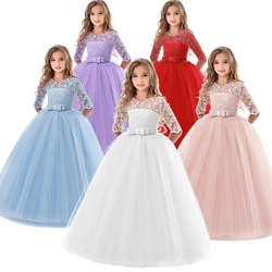 Teen Girl Evening Party Long Dress 5-14Y Girl Formal School Ceremony Outfit Kids Christening Costume White first Communion Dress