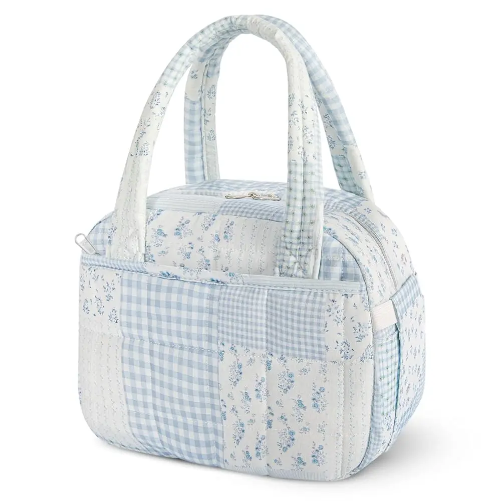 

Стеганая сумка для обедов для женщин, легкая термоизолированная сумка для еды, милая сумка-тоут в стиле пэчворк для работы, спортзала, пикника, путешествий, офиса