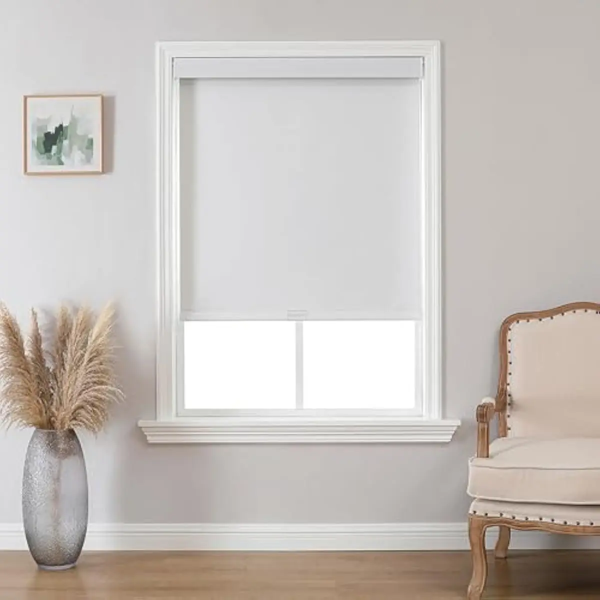 100% Blackout Cordless Roller Shade with Thermal Backing, Aluminum Valance & Free-Stop Mechanism, 39 Inch Width X 75 Inch Height