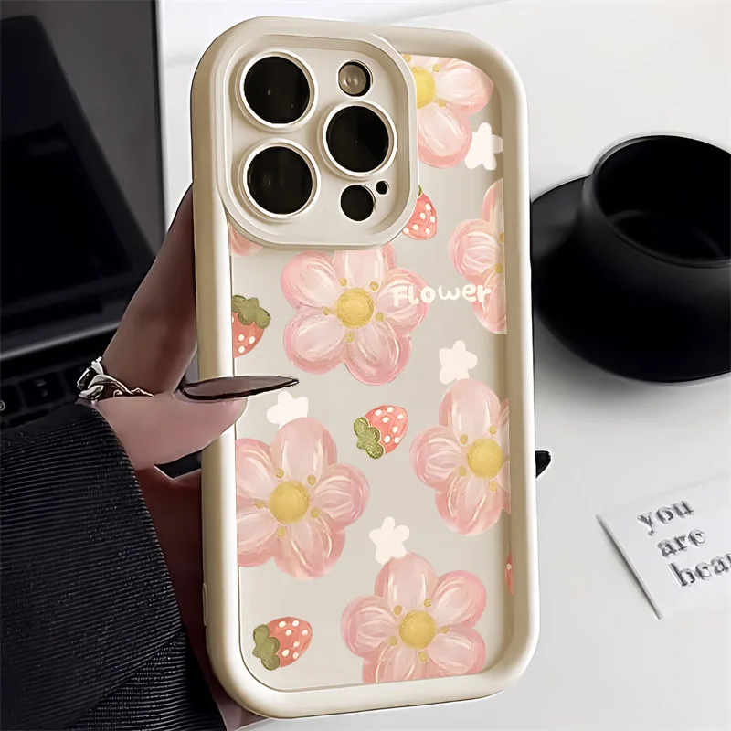 Oil Painting Flower Phone Case For iPhone 15 Pro Max Case iPhone 13 11 12 14 Pro Max 7 8 Plus X XR XS Max SE 2 Shockproof Cover