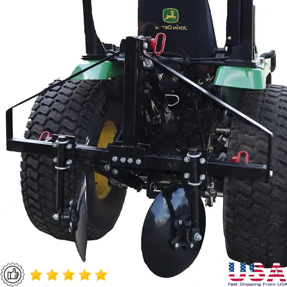 3-Point Tractor Garden Bedder Hiller Attachment with Large Discs Durable Alloy Steel Outdoor Plowing Tool Garden Field Work